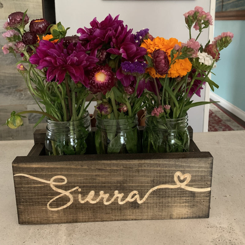 Personalized Mason Jar Holder Centerpiece - Mini - Pinecone Home