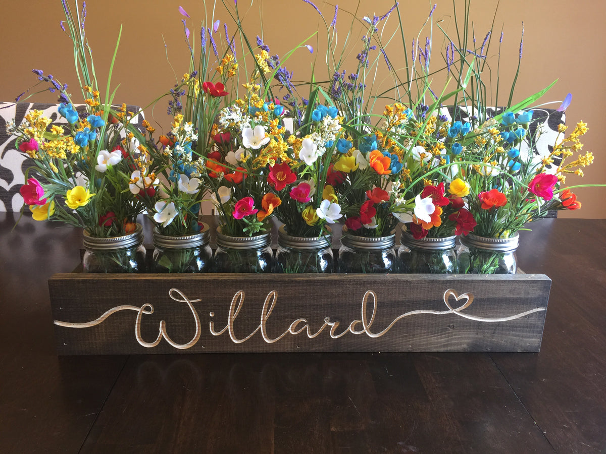 Personalized Engraved Mason Jar Centerpiece - Extra Long