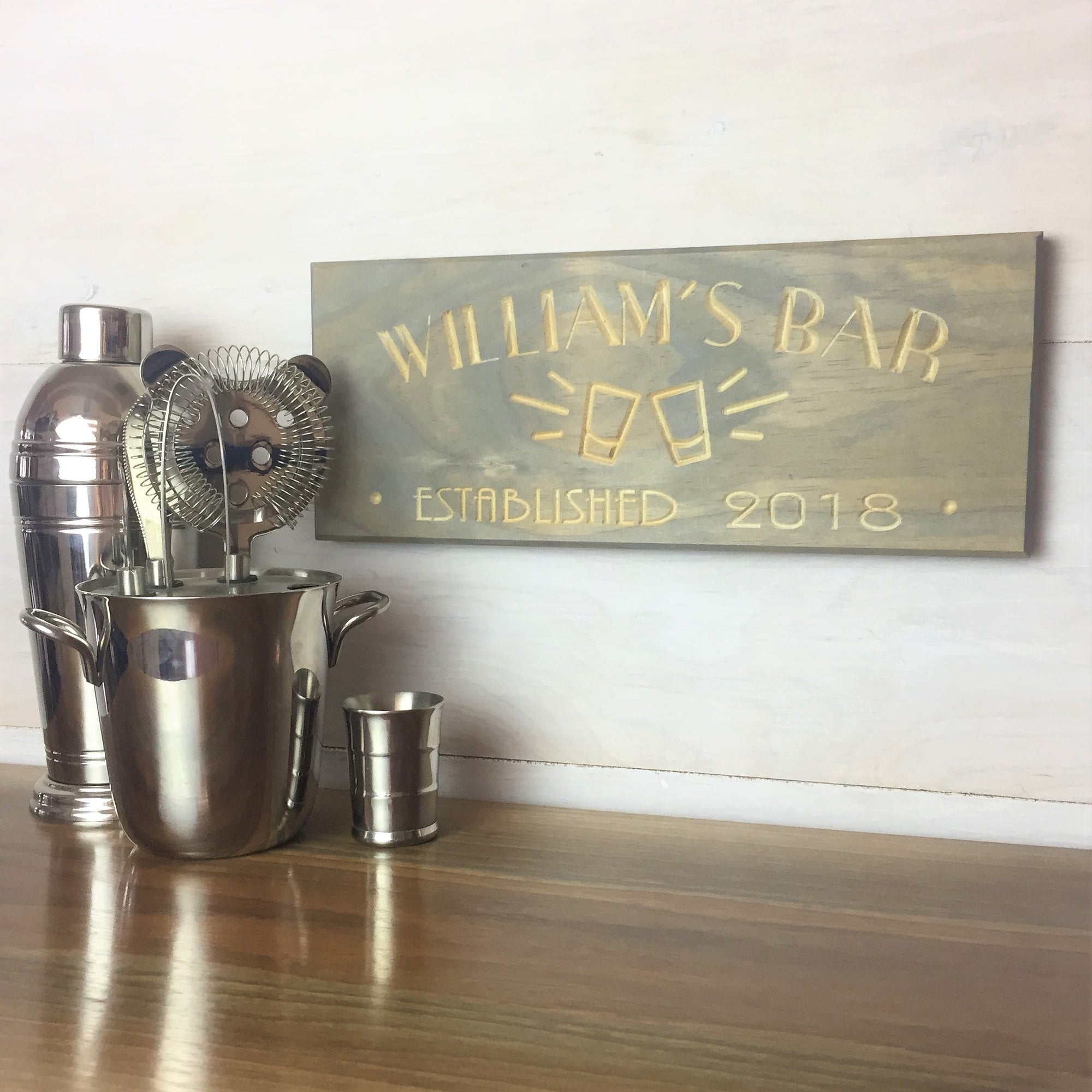 Personalized Wood Bar Sign