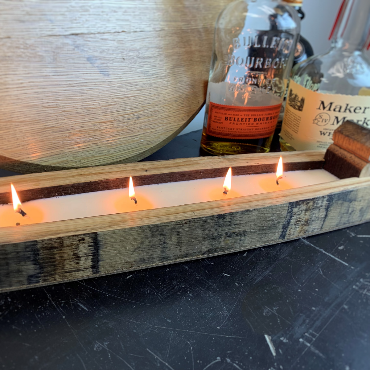 Bourbon Barrel Stave Candle