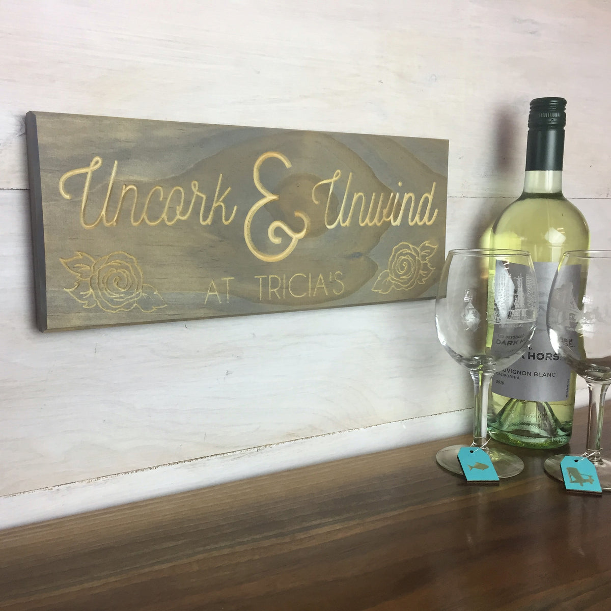 Personalized Wood Wine Sign