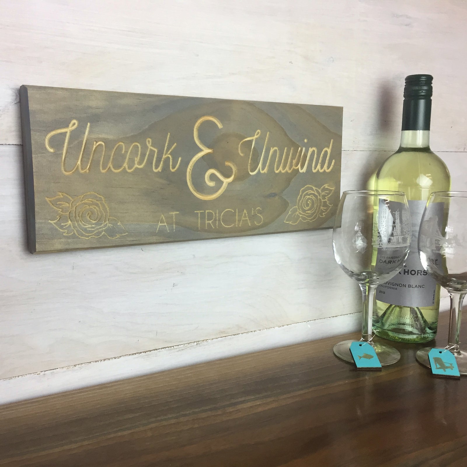 Personalized Wood Wine Sign
