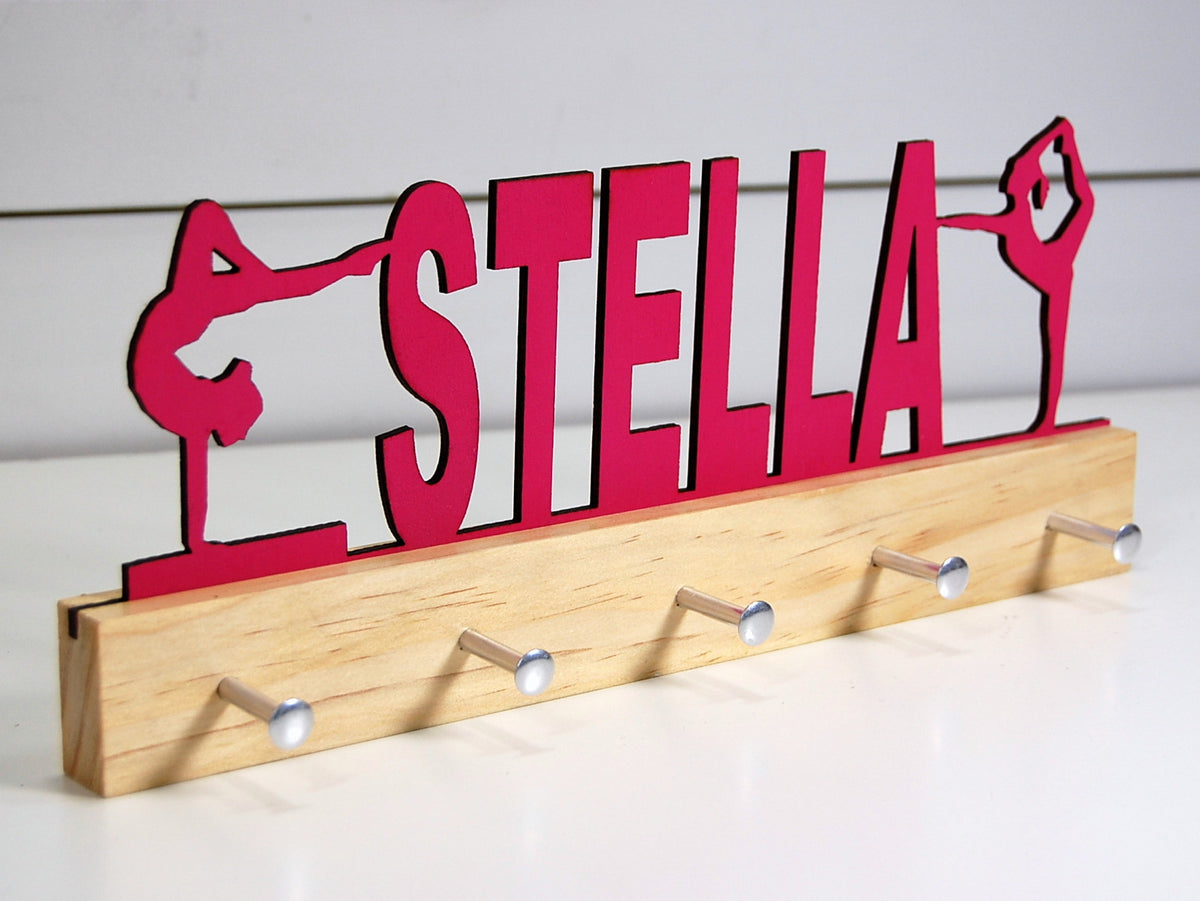 Pink &quot;Stella&quot; customized medal holder on a clear base