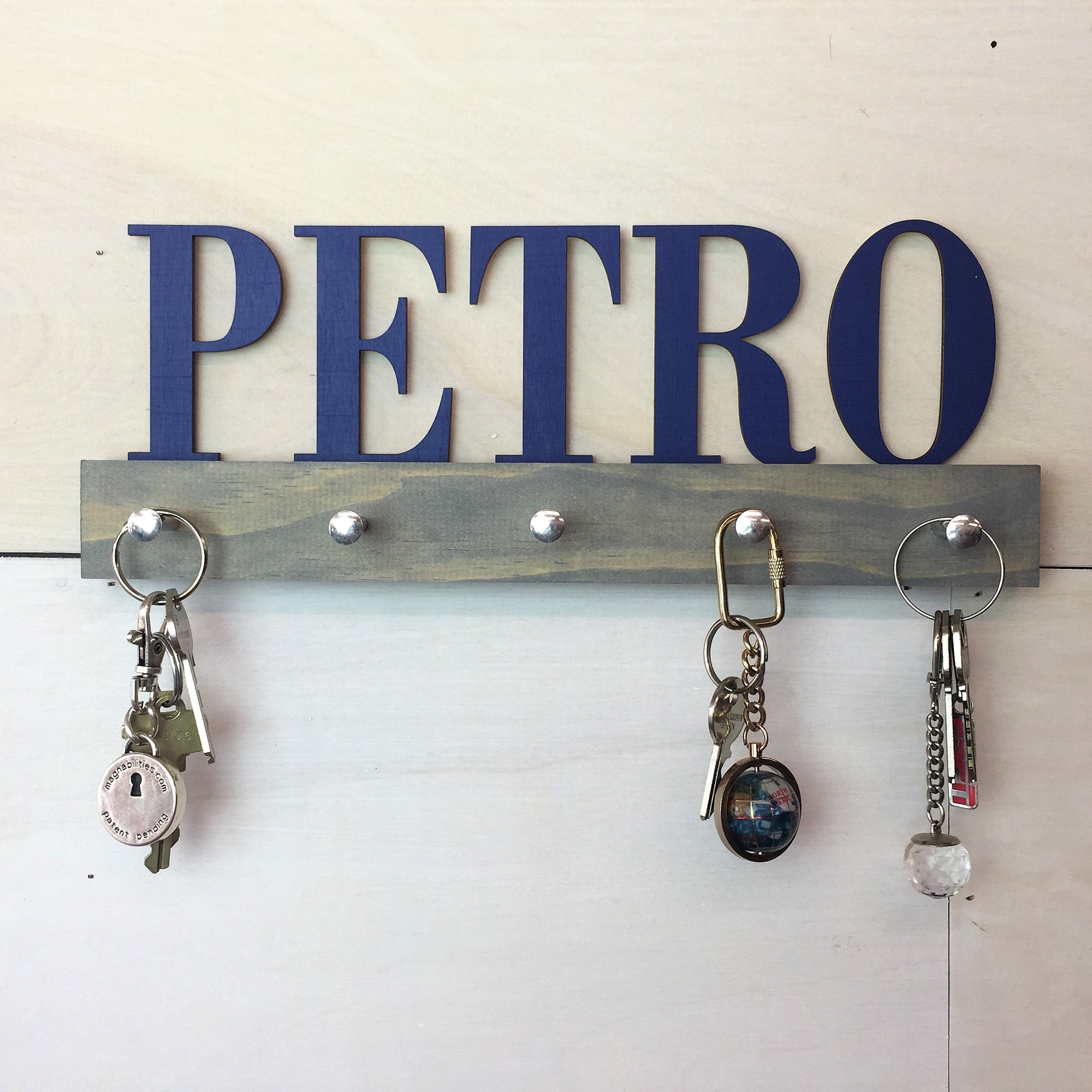 Personalized Name Key Holder Traditional Block Font All Caps