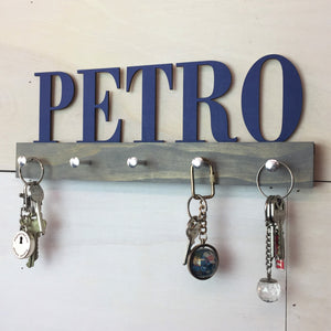 Personalized Name Key Holder Traditional Block Font All Caps