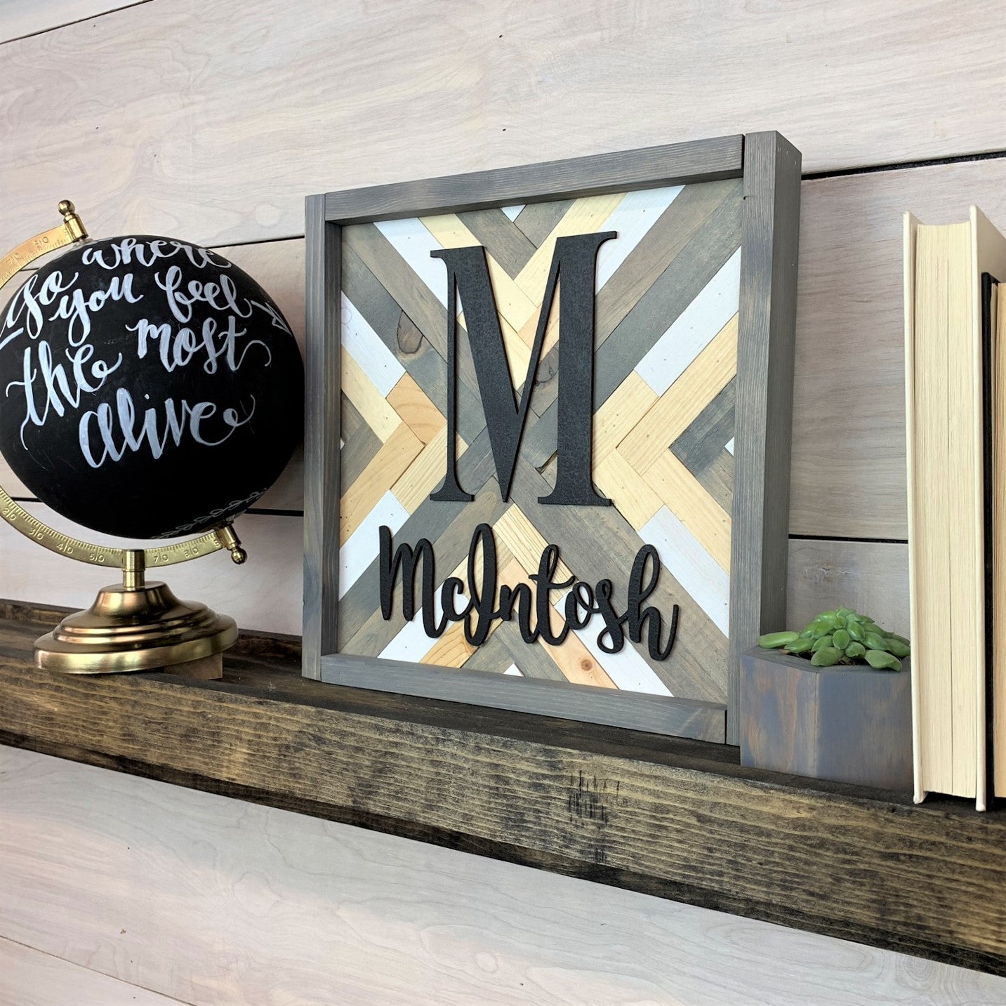 Clearance Personalized Geo Wood Wall Art