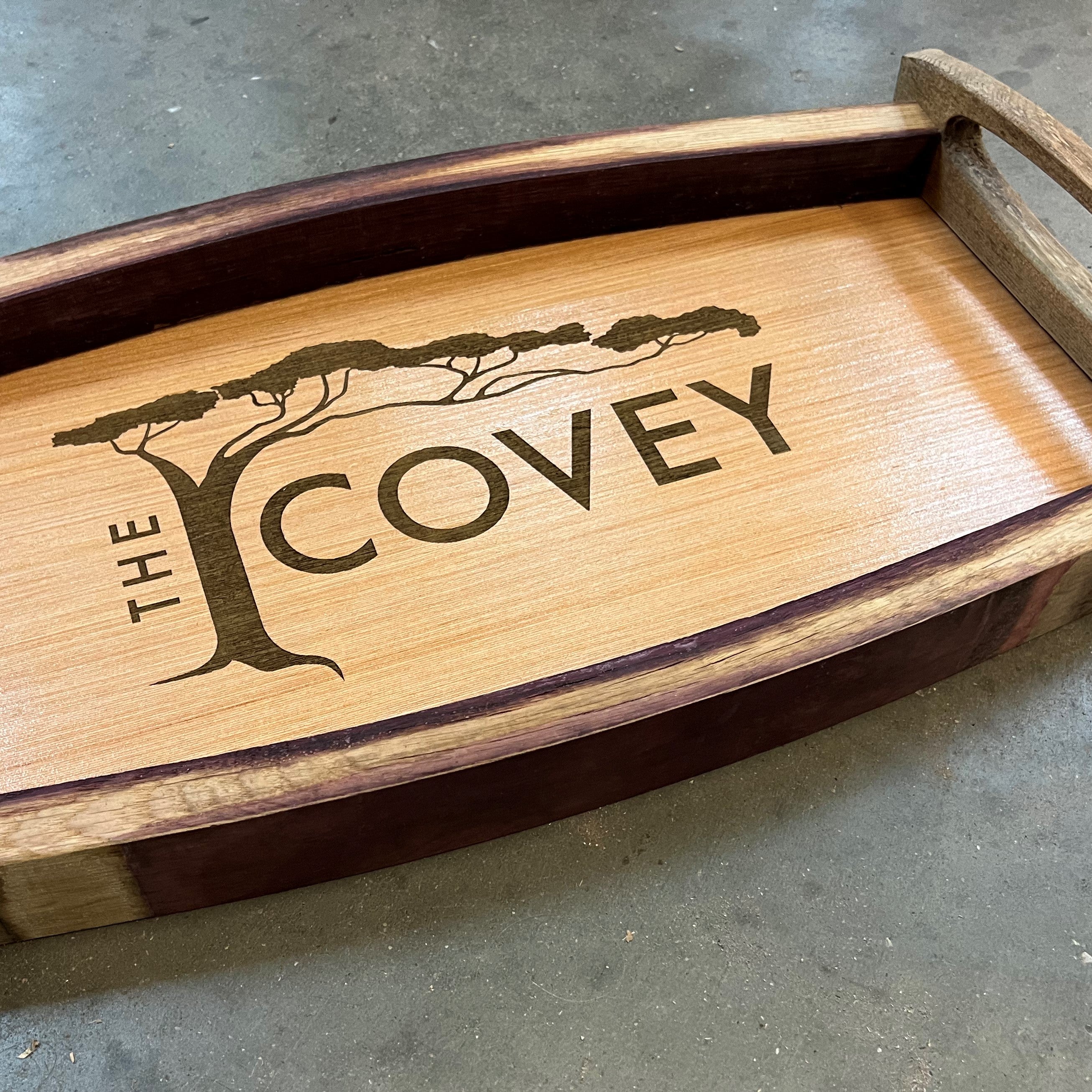 Personalized Wood Charcuterie Board - Made from a reclaimed white oak wine  barrel - 16 long x 6 wide - Pinecone Home - Monogrammed Serving Paddle