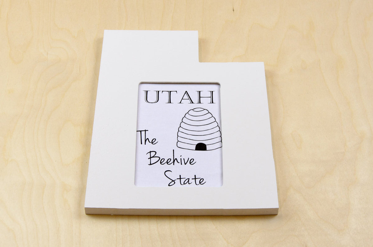 State Shaped Frame - White