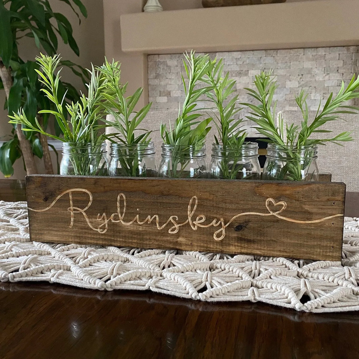 Personalized Mason Jar Holder Centerpiece - Classic