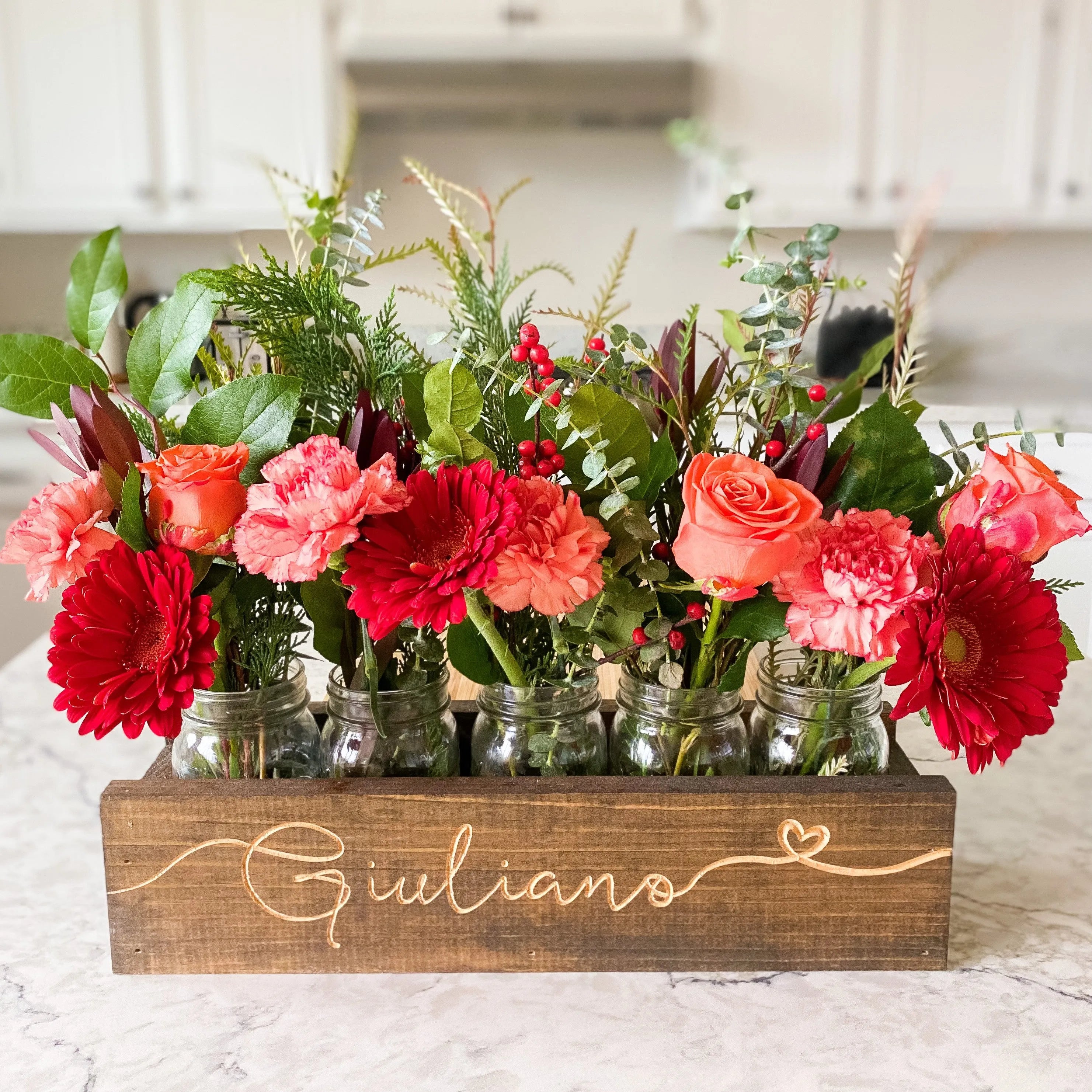succulent mason jar centerpieces Personalized Mason Jar Holder Centerpiece - Classic