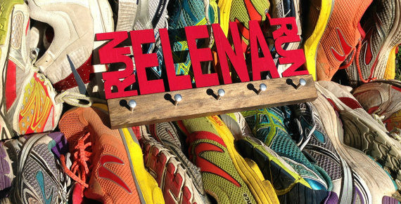 Our personalized running medal holder is a great gift for any runner so they can display all of their awesome awards. This design comes in a variety of colors, or you can pick from our other choices of sports or phrases so we can customize it just the way you want!