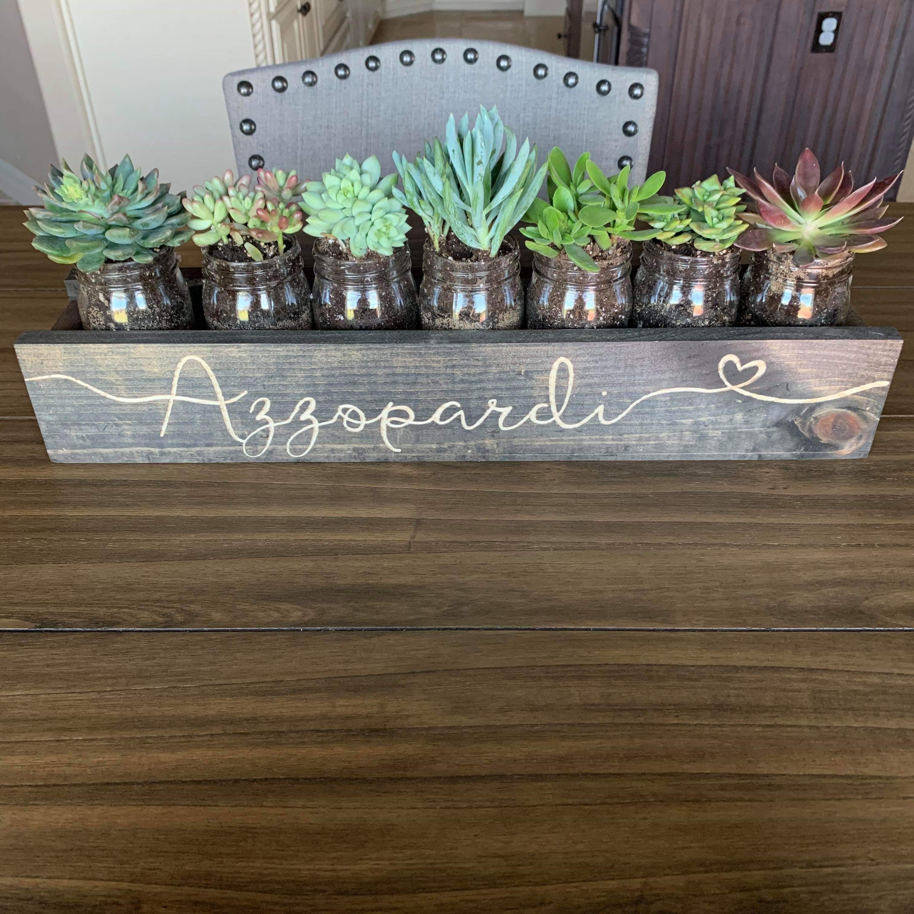 succulent mason jar centerpieces Personalized Engraved Mason Jar Centerpiece - Extra Long