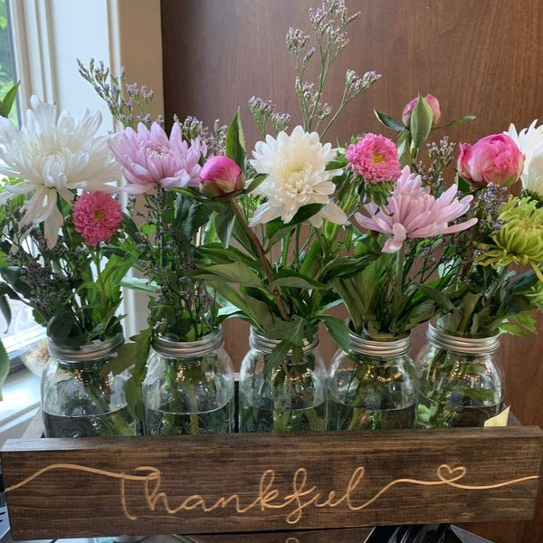 Personalized Engraved Mason Jar Holder Planter Box - Jumbo - Pinecone Home