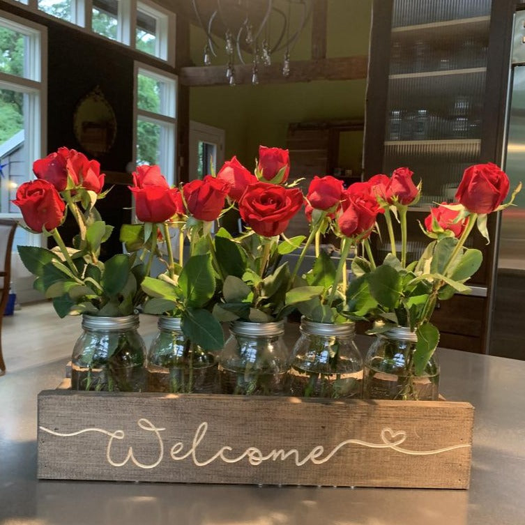 Personalized Engraved Mason Jar Holder Planter Box - Jumbo - Pinecone Home