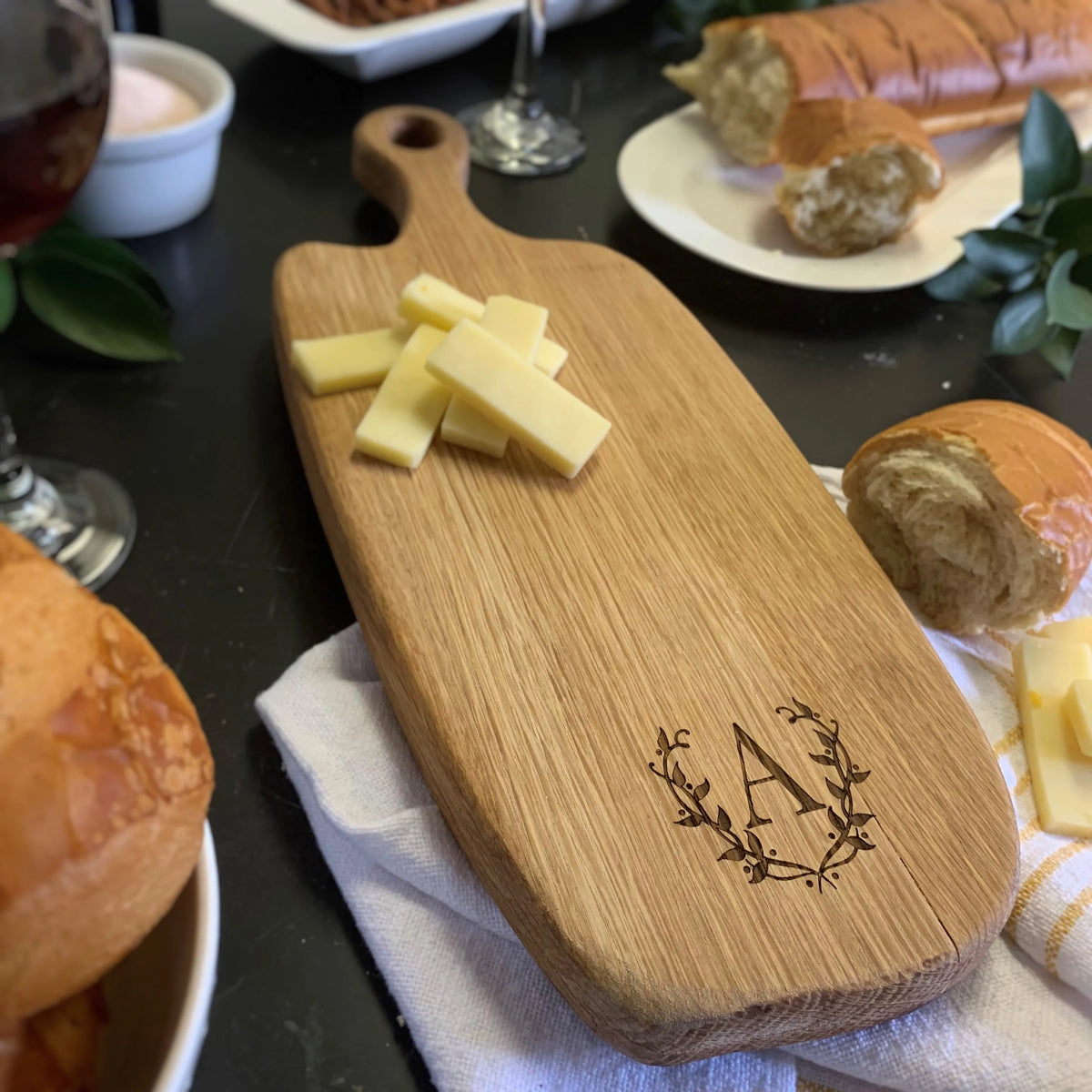 Monogrammed Large Wine Barrel Charcuterie Board - Housewarming Serving Board