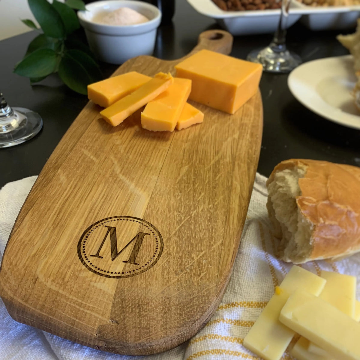 Monogrammed Large Wine Barrel Charcuterie Board - Housewarming Serving Board