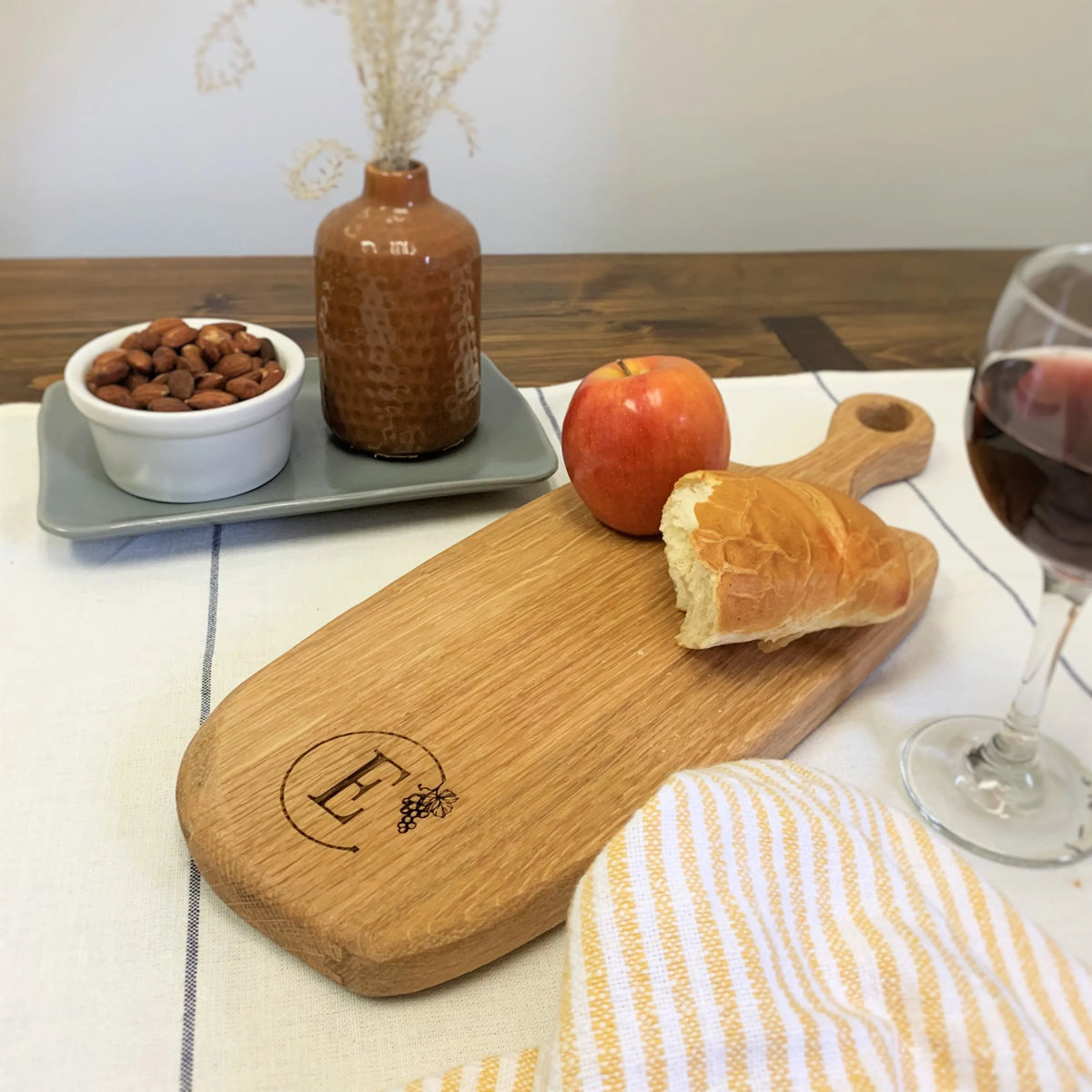 Monogrammed Large Wine Barrel Charcuterie Board - Housewarming Serving Board