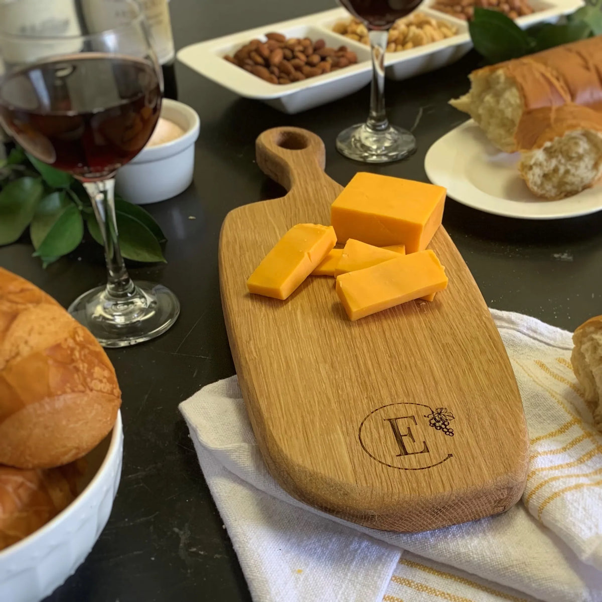 Monogrammed Large Wine Barrel Charcuterie Board - Housewarming Serving Board