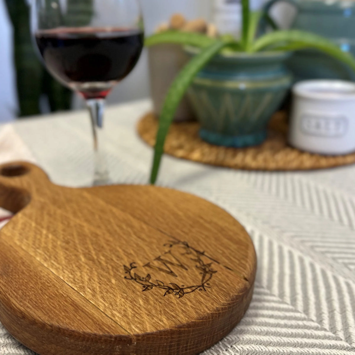 Mini Monogrammed Wine Barrel Charcuterie Board