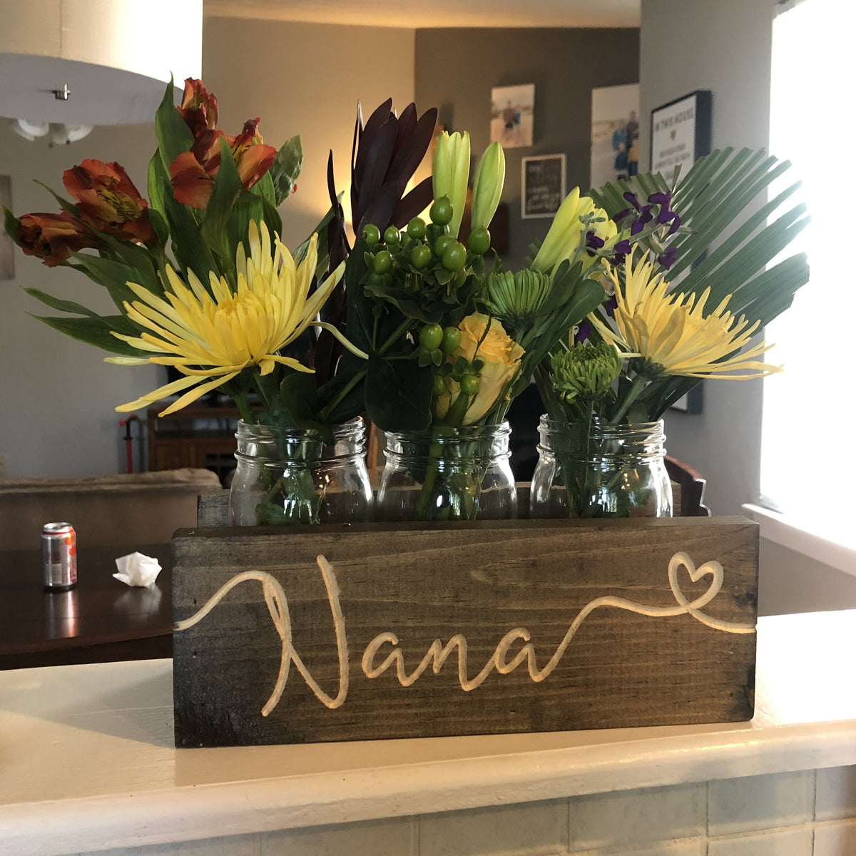 Personalized Mason Jar Holder Centerpiece - Mini