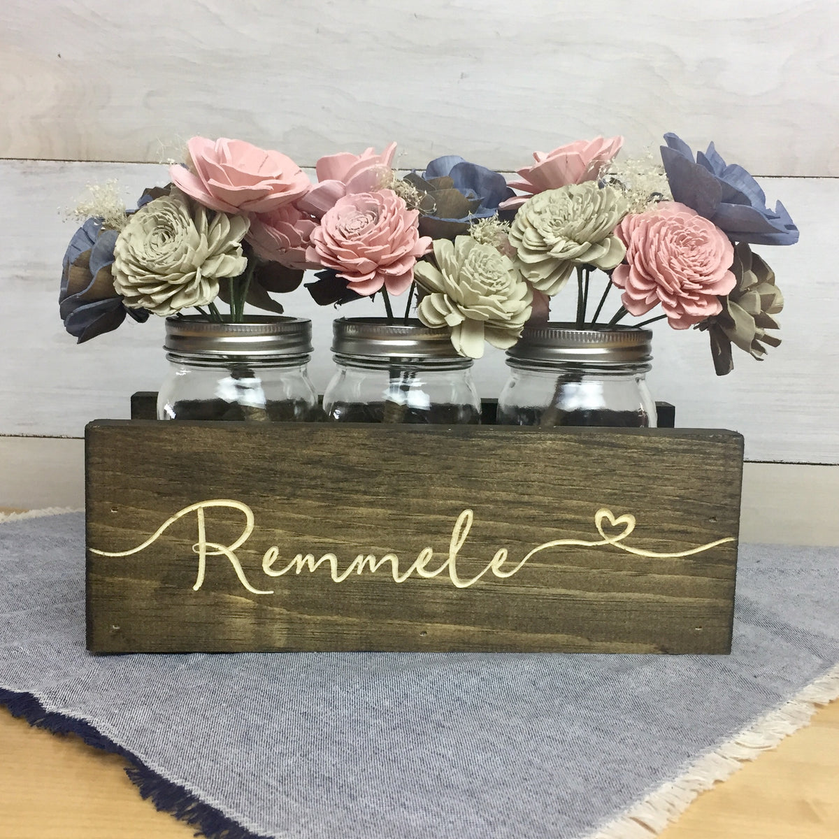 Personalized Mason Jar Holder Centerpiece - Mini